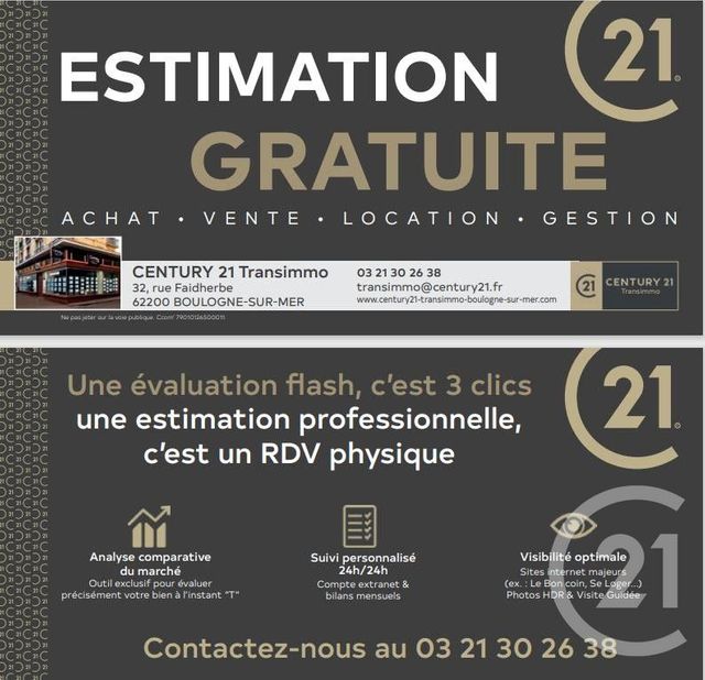 Afficher la photo en grand Appartement F4 à vendre - 4 pièces - 104.0 m2 - BOULOGNE SUR MER - 62 - NORD-PAS-DE-CALAIS - Century 21 Transimmo