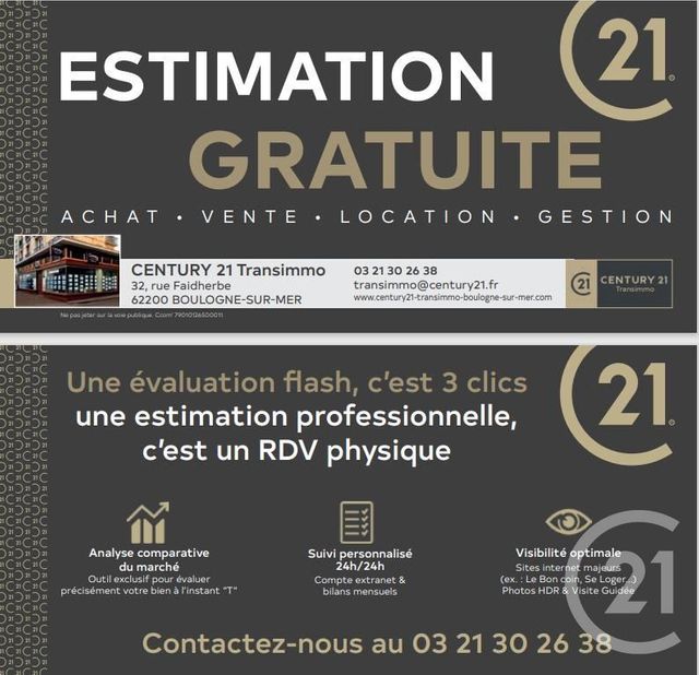 Afficher la photo en grand Appartement à vendre - 5 pièces - 64.0 m2 - BOULOGNE SUR MER - 62 - NORD-PAS-DE-CALAIS - Century 21 Transimmo